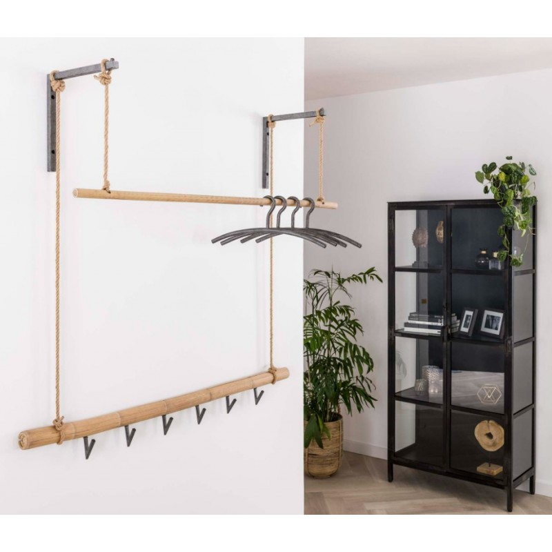 ZI Coatrack metal bamboo 6 hooks and rod